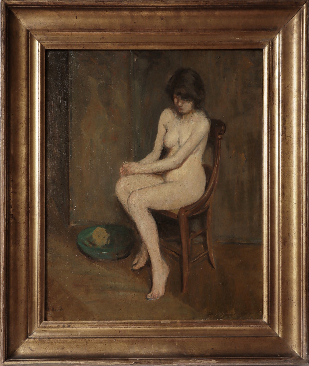André DAVIDS " Femme à sa toilette "  début XXème- Post-impressionnisme-photo-4