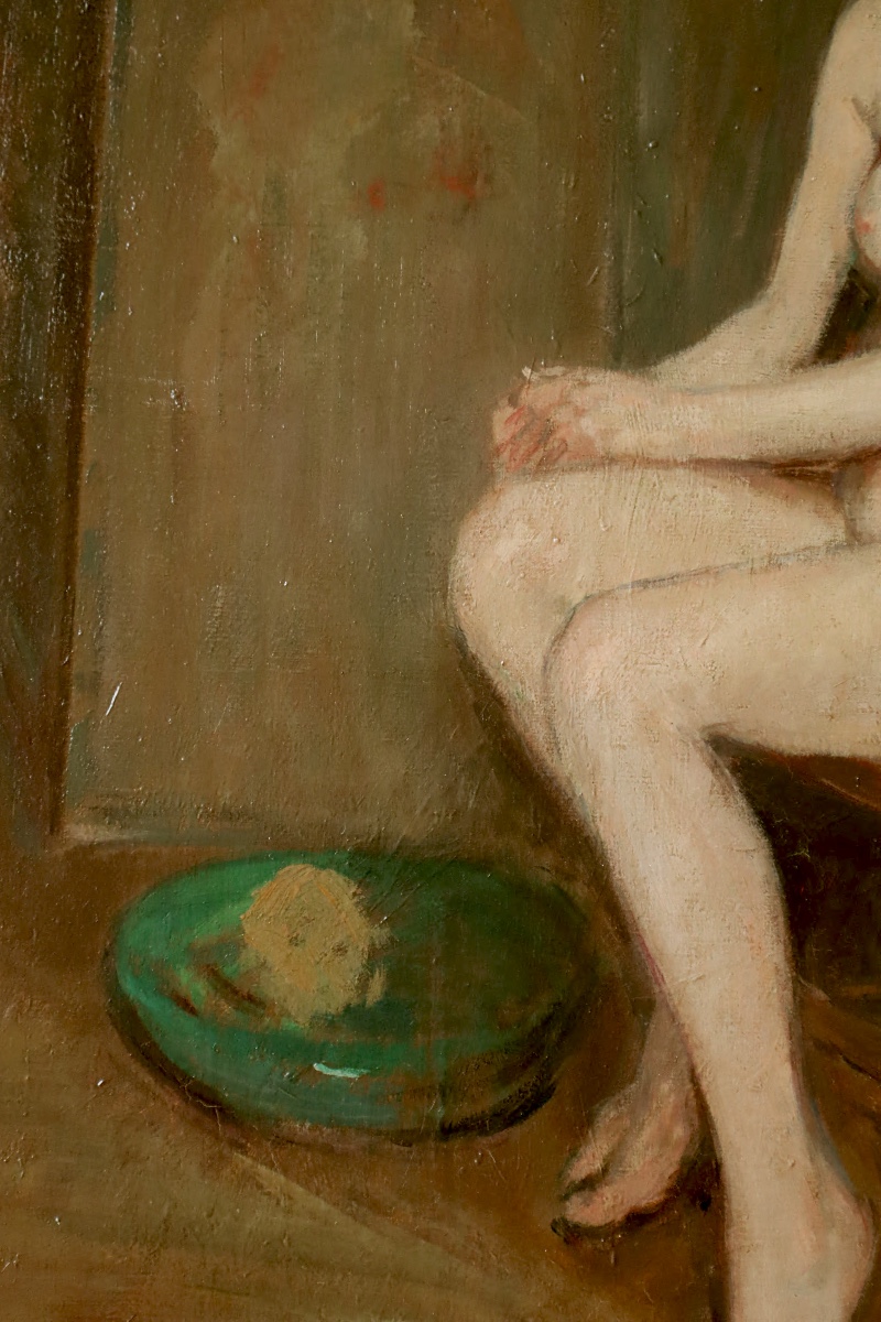 André DAVIDS " Femme à sa toilette "  début XXème- Post-impressionnisme-photo-2