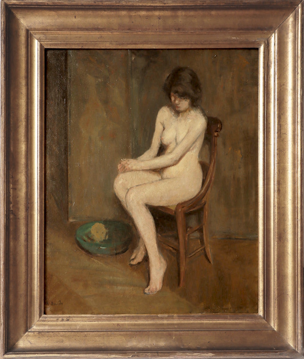 André DAVIDS " Femme à sa toilette "  début XXème- Post-impressionnisme-photo-4