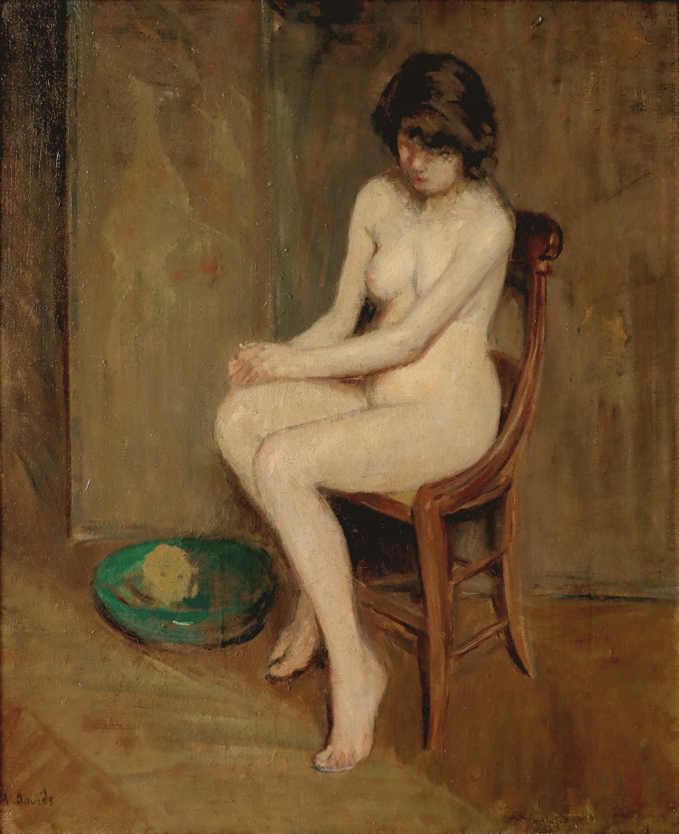 André DAVIDS " Femme à sa toilette "  début XXème- Post-impressionnisme