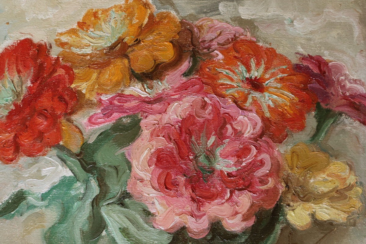 Serge Fotinsky " Bouquet de fleurs ", 1930   - Ecole Russe - Expressionnisme-photo-2