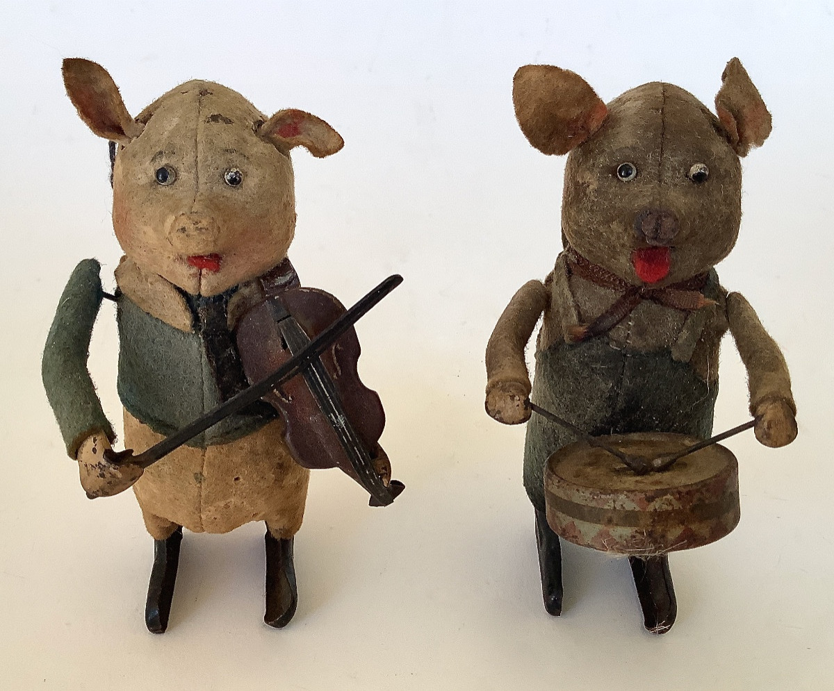 Cochons musiciens . Jouets Schuko. 1930