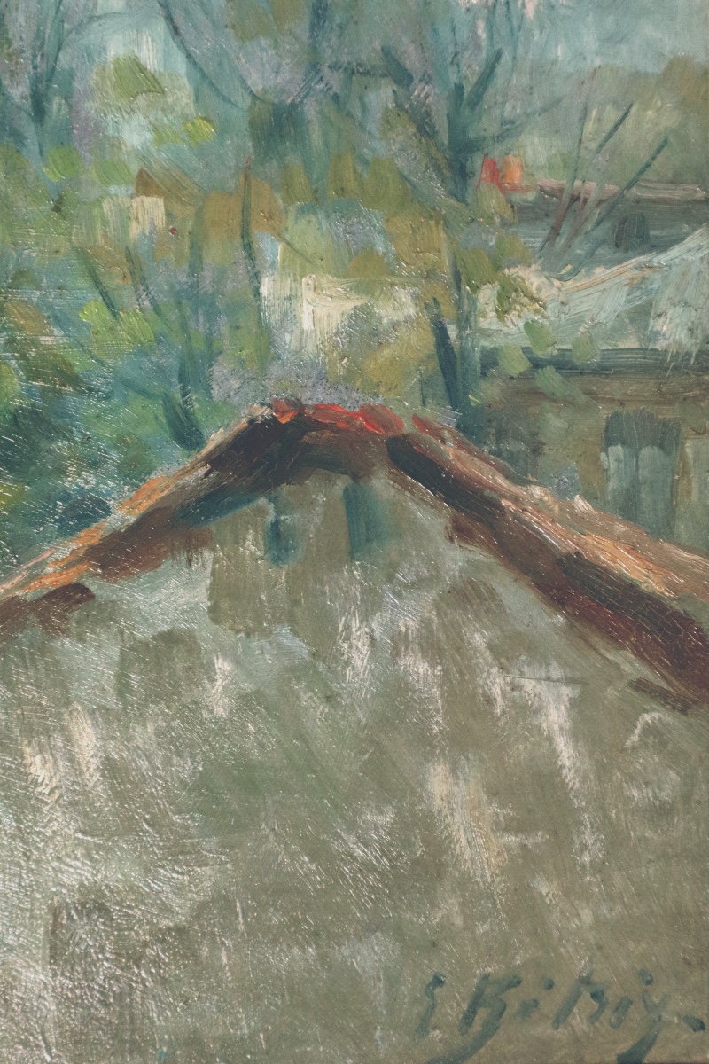 " Vue sur les toits "  Paysage Post-impressionniste, fin XIXème ou début XXème -photo-4