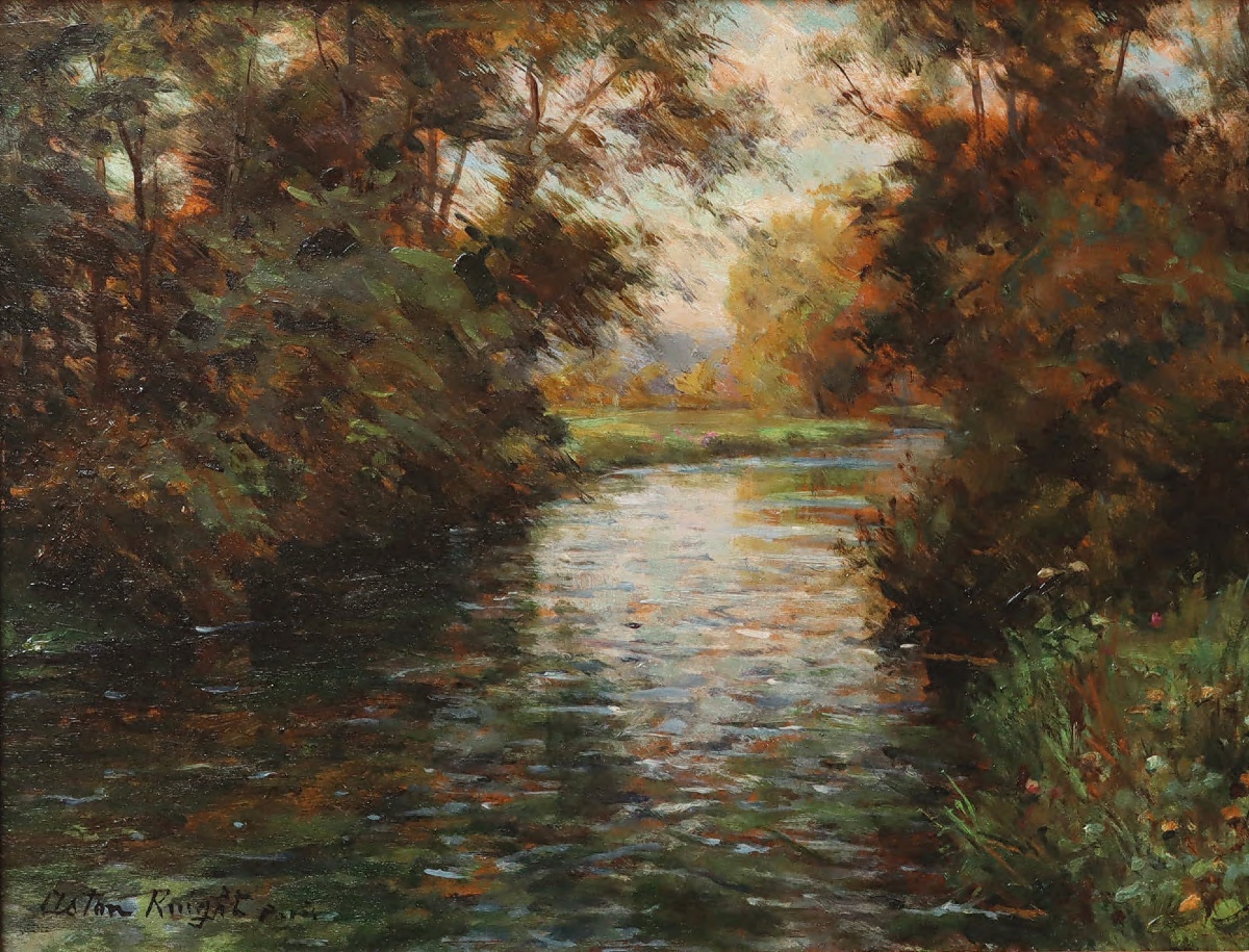 Louis Aston Knight, " Le cours d'eau" - Post-impressionnisme et Naturalisme américain-photo-2