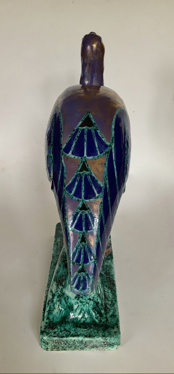 Raoul Lamourdedieu et Edouard Cazaux pour Evolution . Important sujet Art Déco en céramique-photo-2