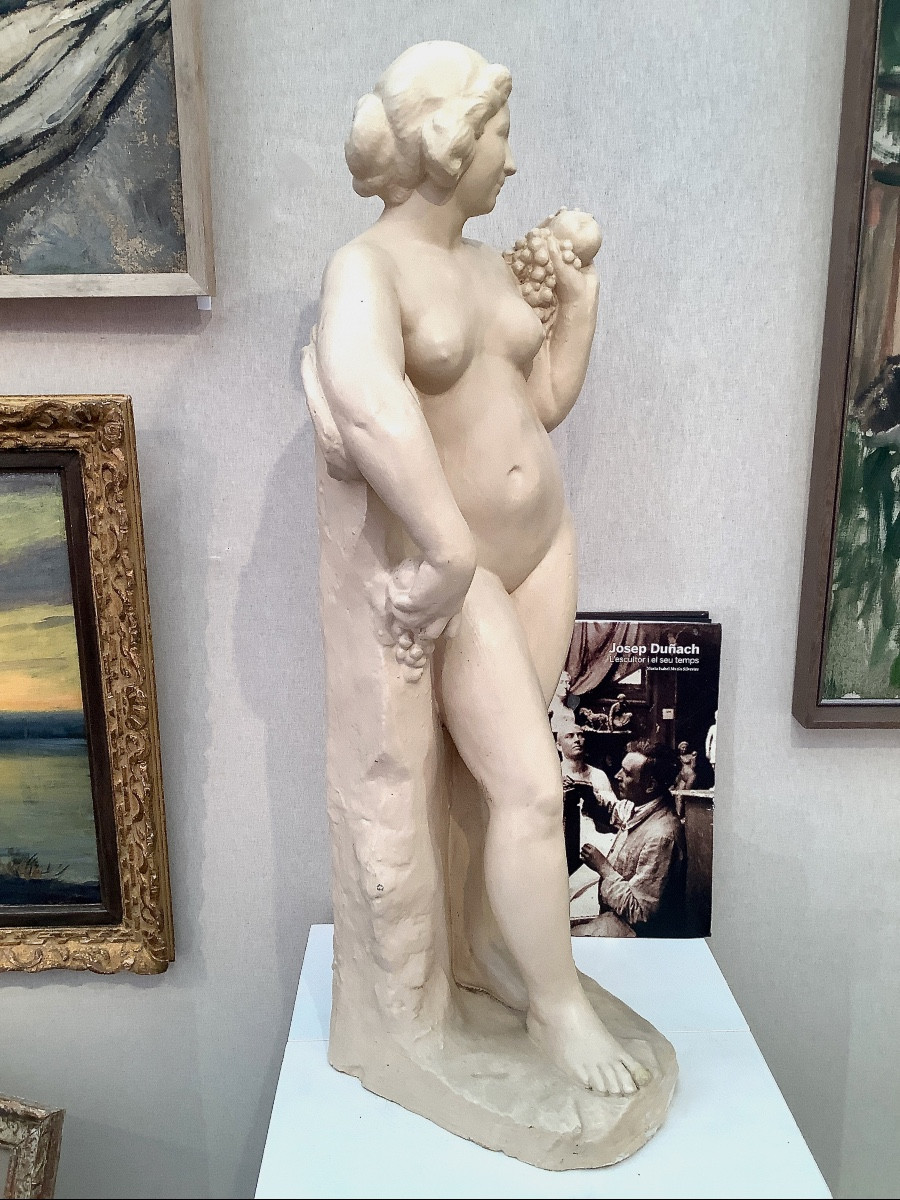 "Pomone" Importante sculpture en plâtre Art Déco par Josep Dunach, Ecole catalane-photo-1