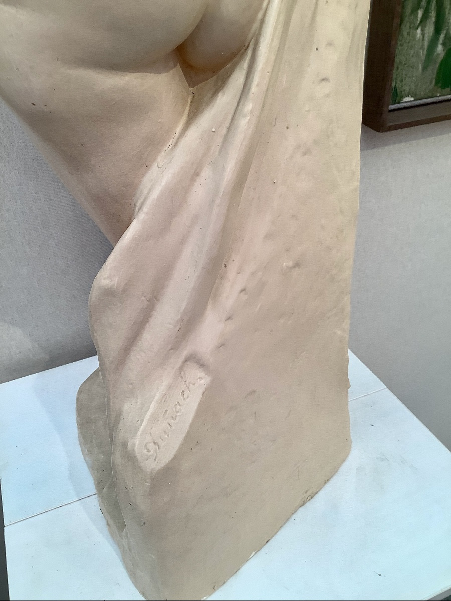 "Pomone" Importante sculpture en plâtre Art Déco par Josep Dunach, Ecole catalane-photo-3