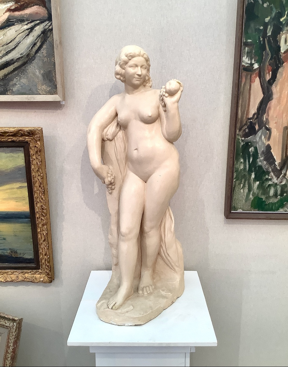 "Pomone" Importante sculpture en plâtre Art Déco par Josep Dunach, Ecole catalane