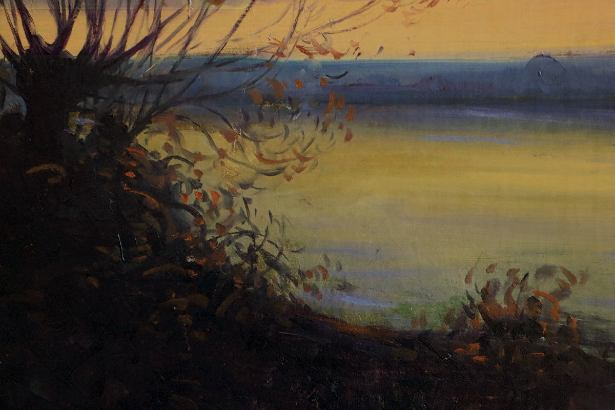 Léon Giran-Max " Coucher de soleil sur l'Oise " fin XIXème - Impressionnisme - Synthétisme-photo-2