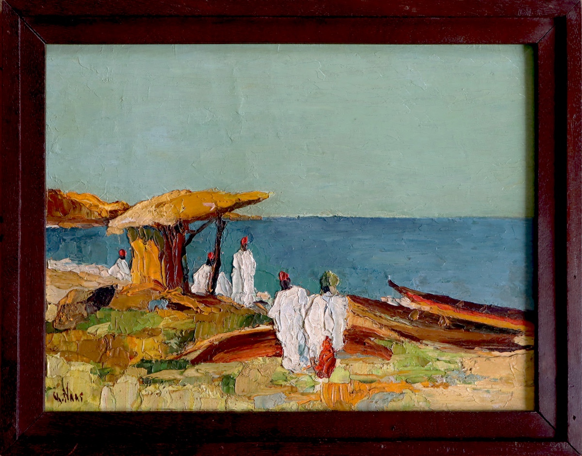 "Sénégal, plage animée" - Charles Naas - vers 1950 - Africanisme-photo-1