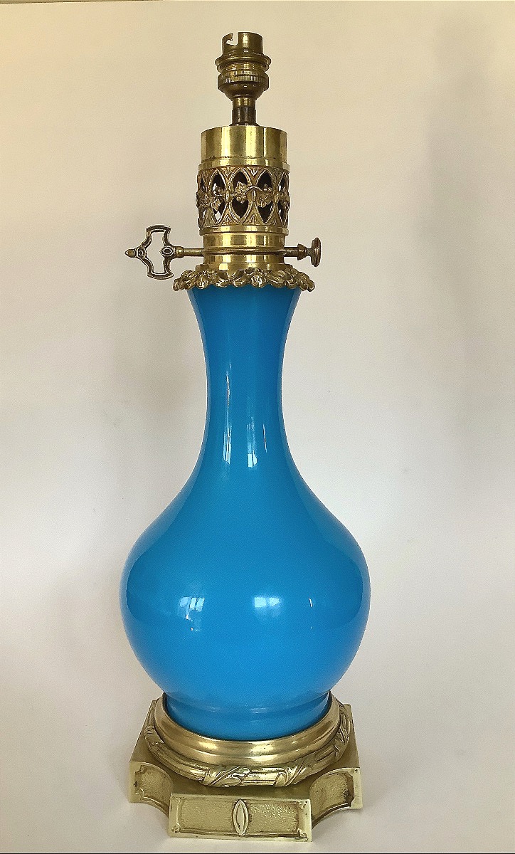 Lampe en opaline et bronze Napoléon III