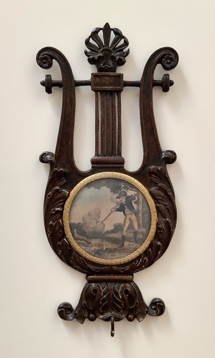 Hanger For A Bronze Frame, Decorated With An Engraving On The Theme Of Hunting