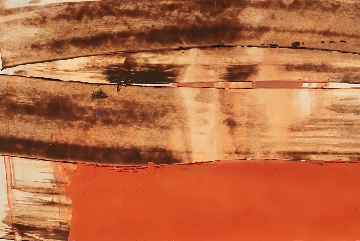 Antal Biro "Composition en Orange" 1961 - Hongrois- Ecole de Paris -photo-2
