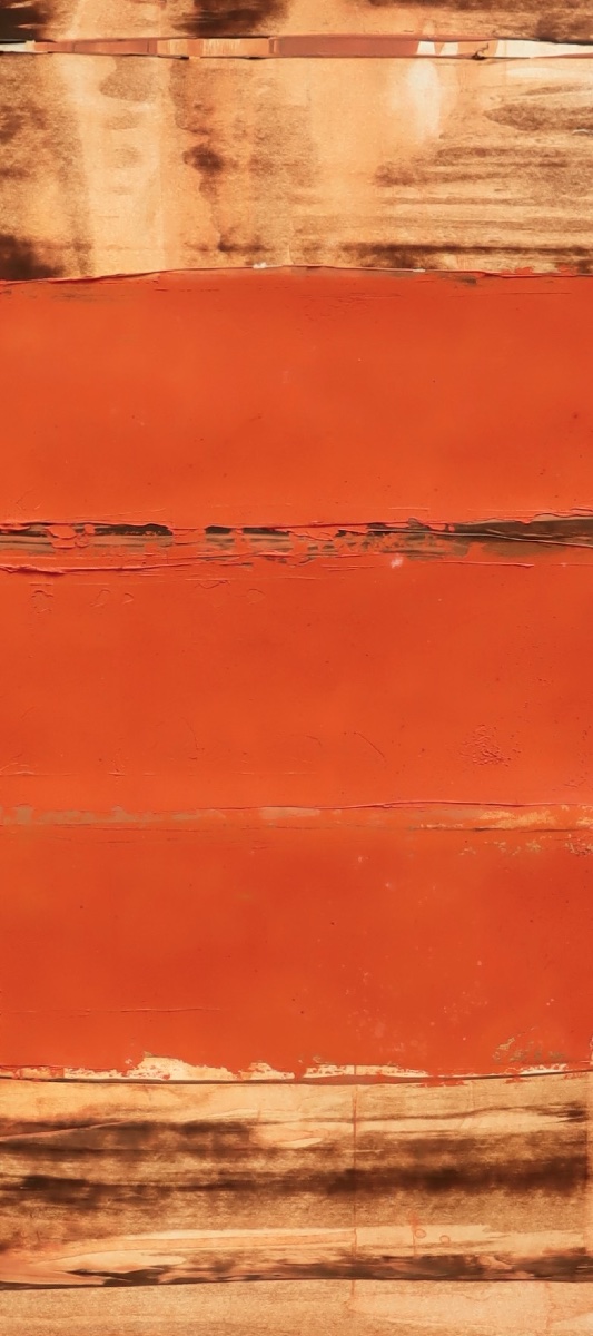 Antal Biro "Composition en Orange" 1961 - Hongrois- Ecole de Paris -photo-3
