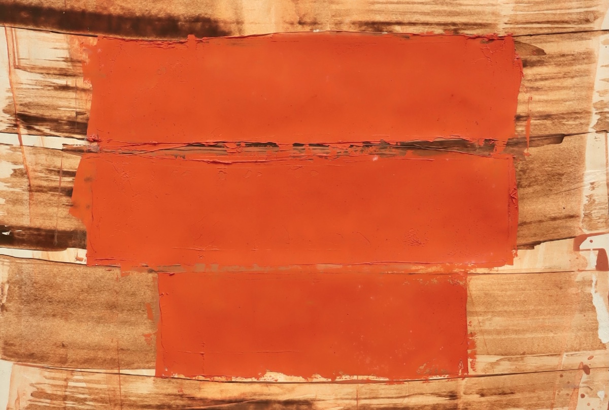 Antal Biro "Composition en Orange" 1961 - Hongrois- Ecole de Paris -photo-4