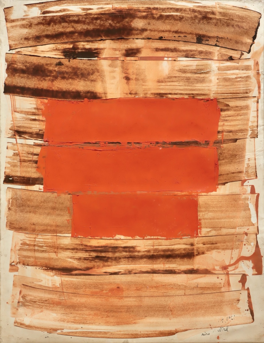 Antal Biro "Composition en Orange" 1961 - Hongrois- Ecole de Paris 
