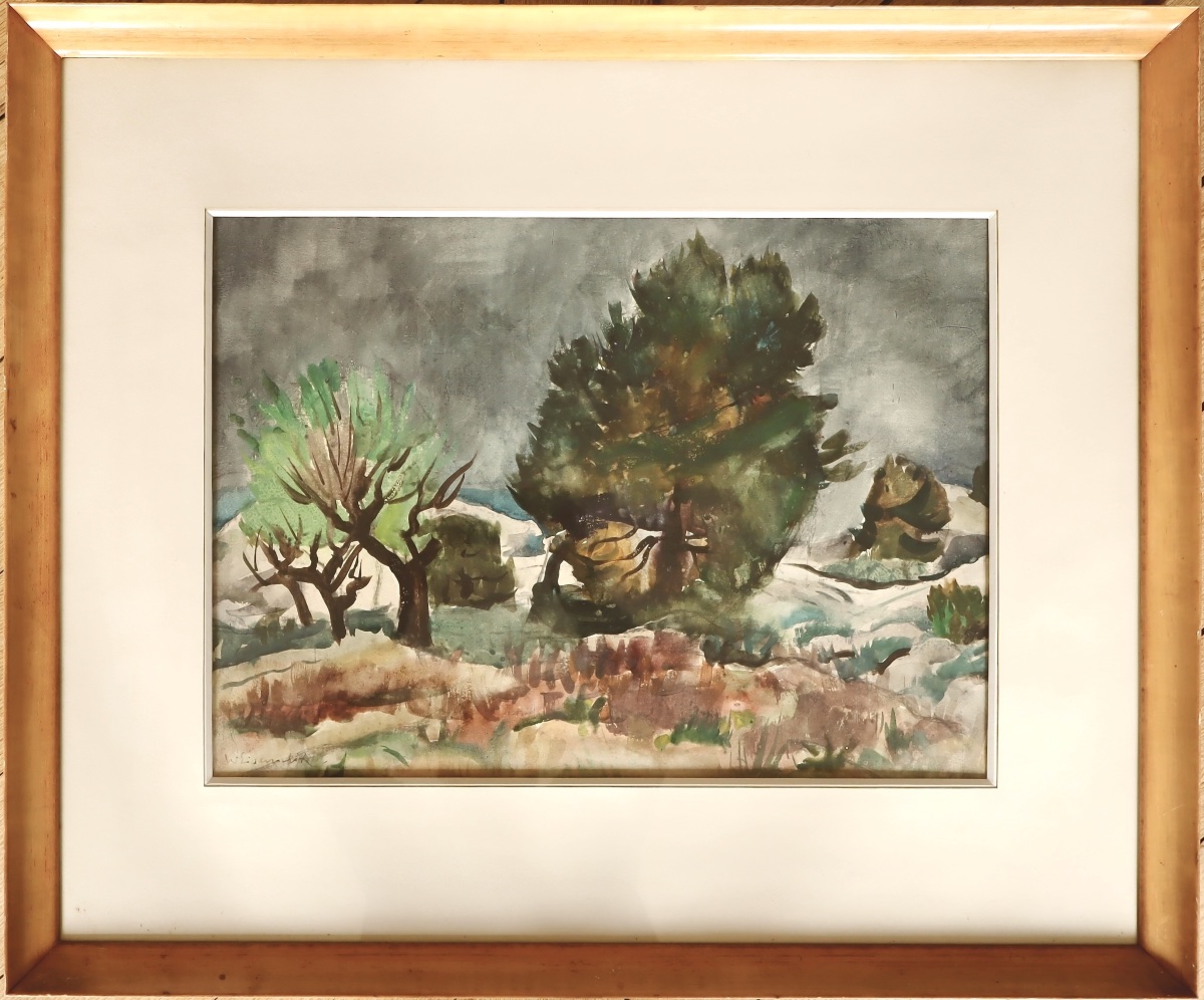 Willy Eisenschitz " Paysage du Midi "  - vers 1930 - Expressionnisme - Ecole de Paris - -photo-1