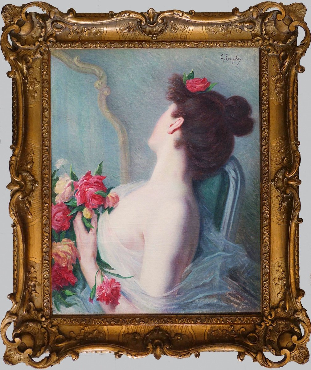 Gustave Lemaître  «Jeune Femme aux roses »