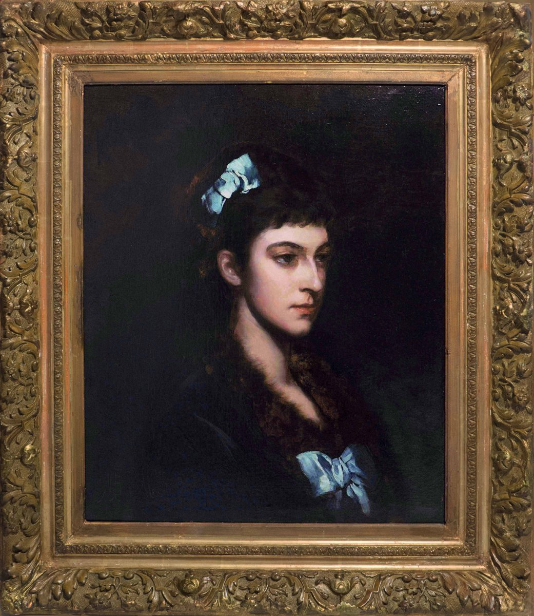 Tableau par Louis Maurice Boutet de Monvel - Jeune femme aux rubans bleus-photo-2
