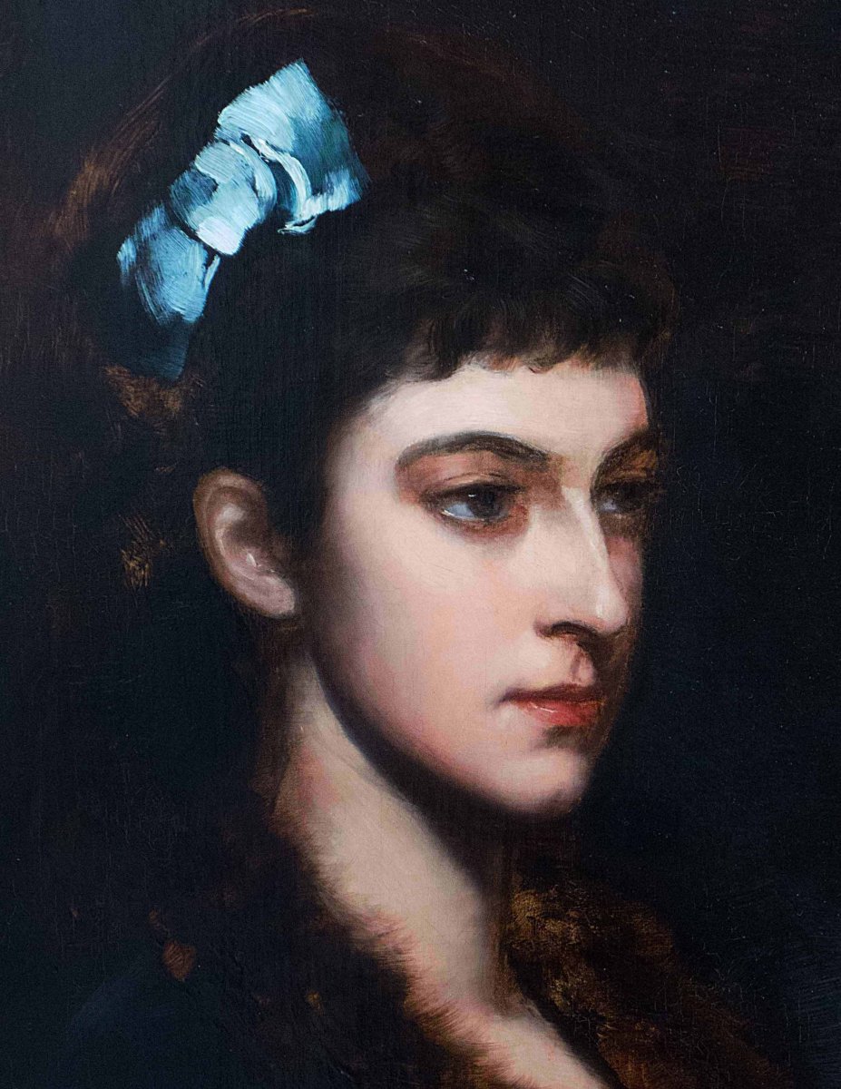 Tableau par Louis Maurice Boutet de Monvel - Jeune femme aux rubans bleus-photo-3
