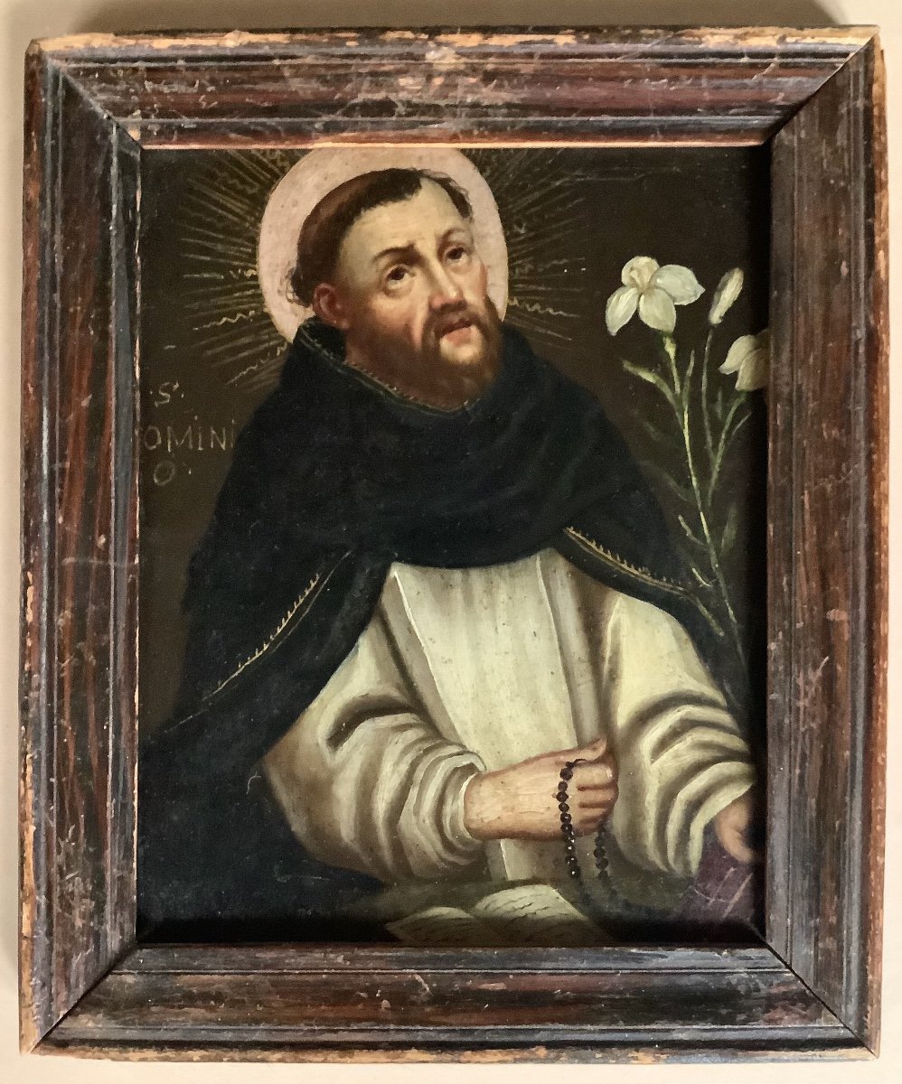 Saint Dominic. Oil On Copper. 17th Century-photo-4