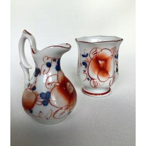 Porcelaine De Bayeux. Vase Et Broc Miniatures