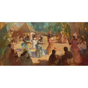 Gaston Parison  " La Danse" vers 1920 - Peintre Voyageur- Africanisme