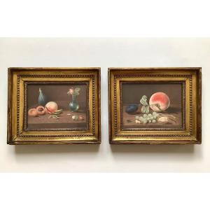 Pair Of Small Still Lifes Late 18th Century