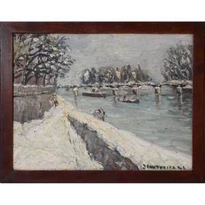 “quai De Seine Sous La Neige” 1946 - Julien Couturier - Expressionism