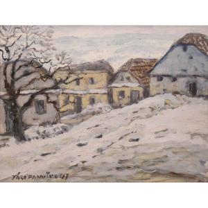 "le Village, 1947" Jaroslav Panùska - Ecole Tchèque - Naturalisme  
