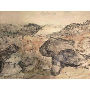 CONRAD-KICKERT, « Massif rocheux » Nemours 1932-  Hollande - France - Expressionnsme