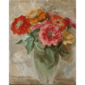 Serge Fotinsky " Bouquet de fleurs ", 1930   - Ecole Russe - Expressionnisme
