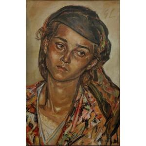 George Baron LÖWENDAL " La jeune Femme " circa 1940 - Réalisme Slave