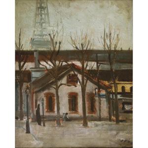 Filippo  De PISIS " Paris, la Tour Eiffel " 1928 - Italien, Peintre et poète "Métaphysique"