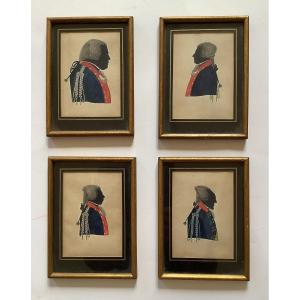 Four Watercolor "silhouette"portraits