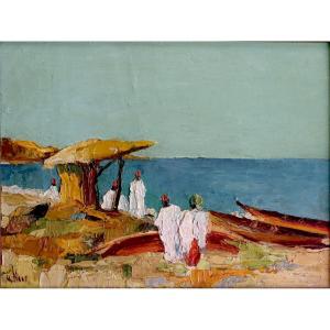 "sénégal, Beach Animation" Charles Naas Around 1950 - Africanism