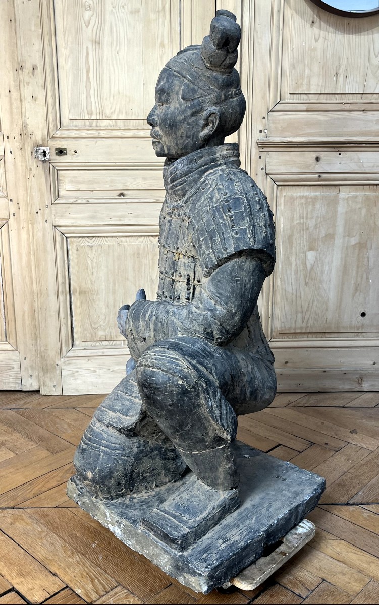 Guerrier Chinois en terre cuite reproduction fidèle de l'armée découverte en Chine en 1974-photo-3