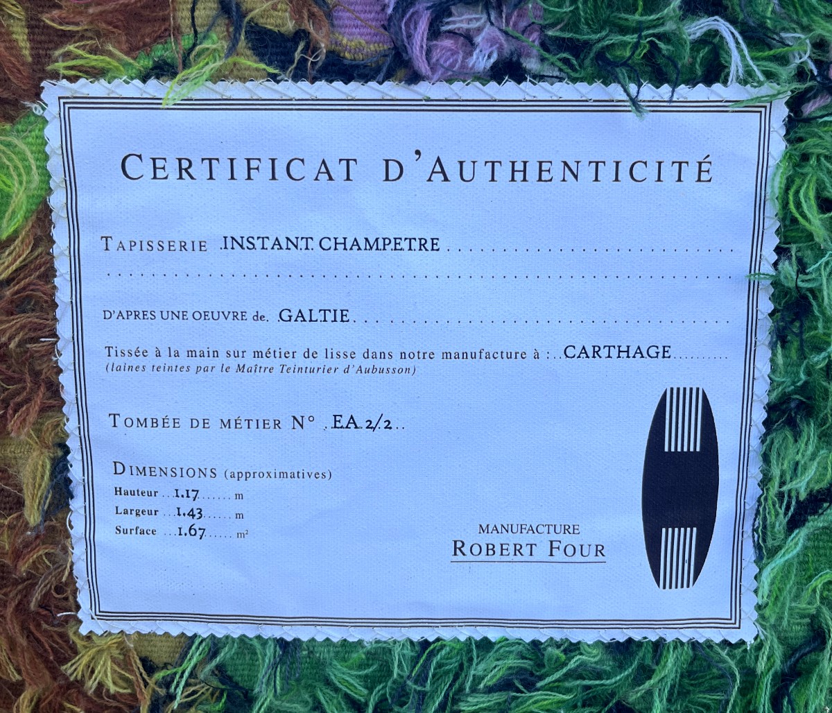 GALTIÉ – Tapisserie en laine  "Instant champêtre"  Épreuve d’artiste n°2/2-photo-5