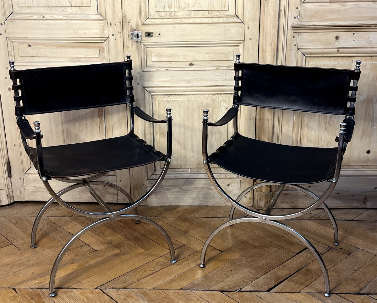  Suite de 4 Fauteuils modèle  SAVONAROLA   Maison JANSEN   1970-photo-2