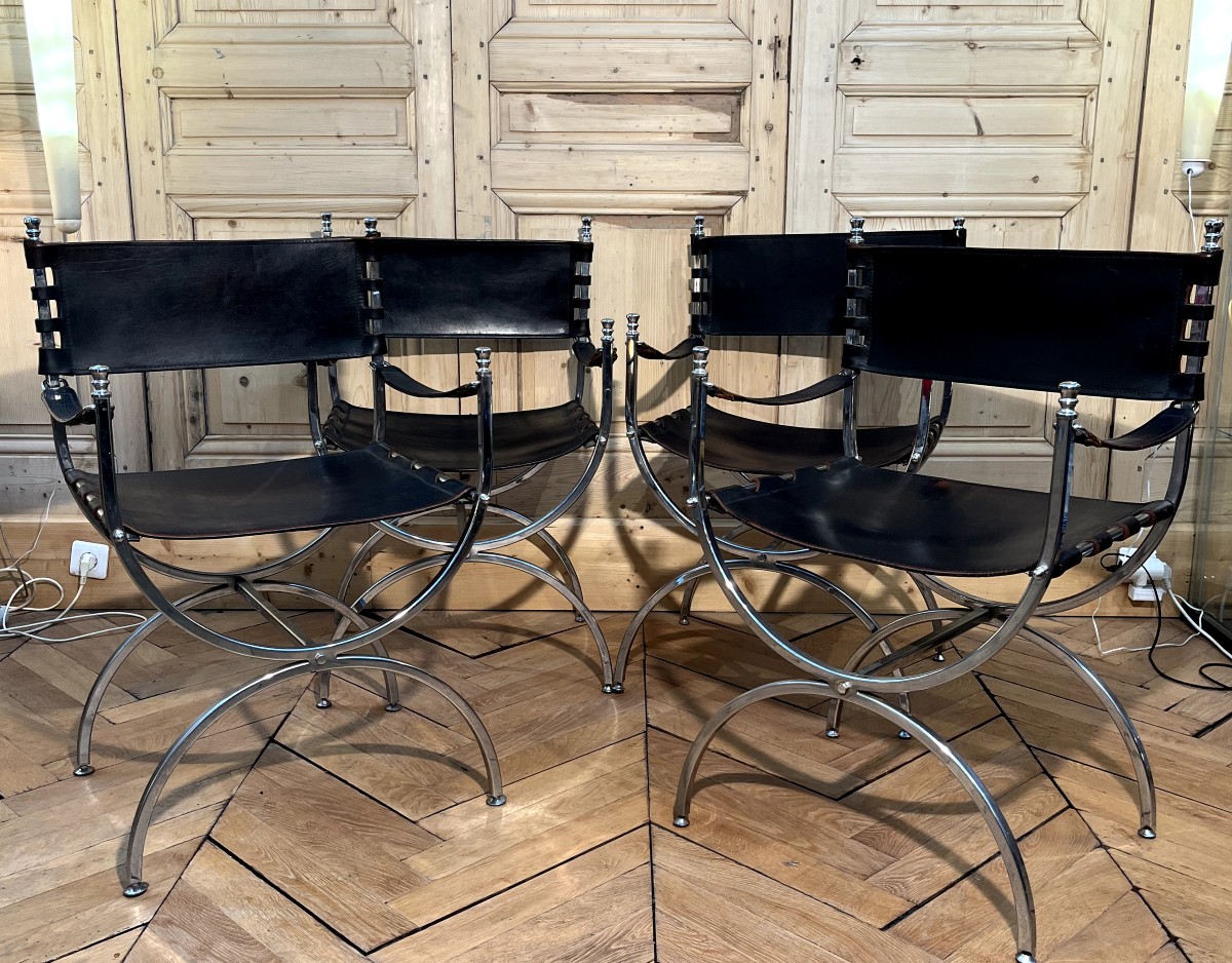  Suite de 4 Fauteuils modèle  SAVONAROLA   Maison JANSEN   1970
