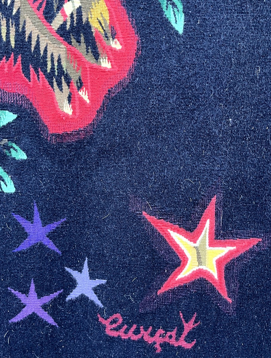  Aubusson Tapestry Titled "d'étoiles" By Jean Lurçat From The Tabard Workshops-photo-3