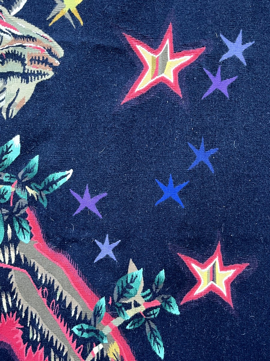  Aubusson Tapestry Titled "d'étoiles" By Jean Lurçat From The Tabard Workshops-photo-3