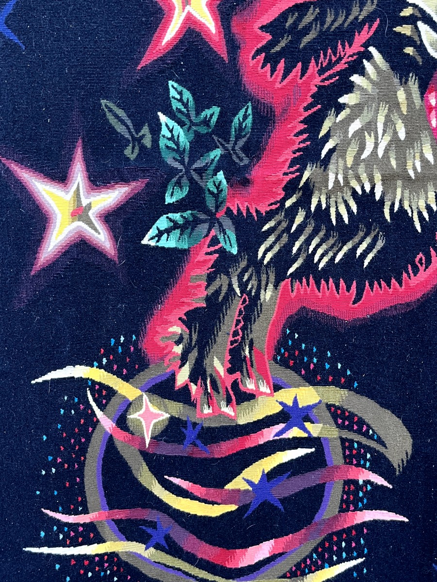  Aubusson Tapestry Titled "d'étoiles" By Jean Lurçat From The Tabard Workshops-photo-4