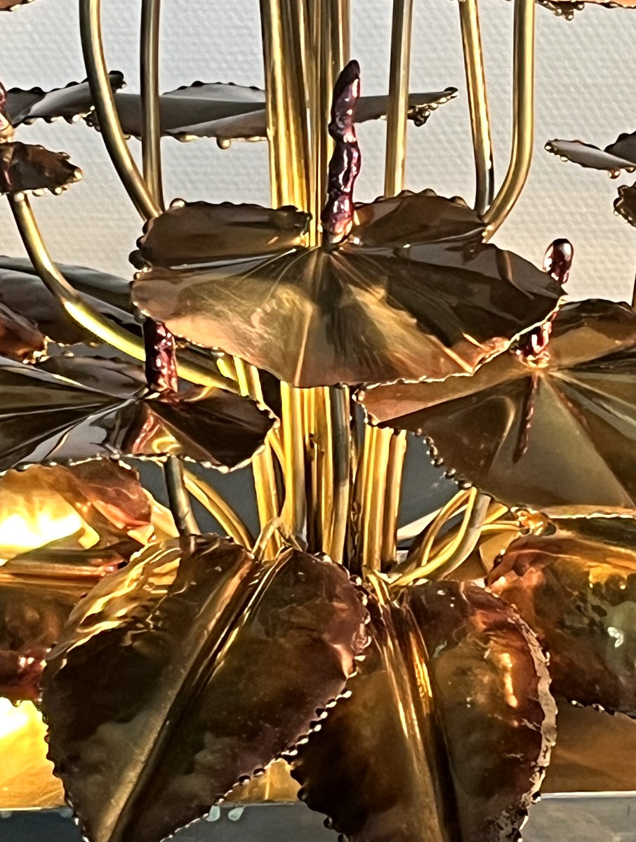 Henri Fernandez (attribué)  Lampe à poser à décors de feuilles de lotus  France 1970-photo-3