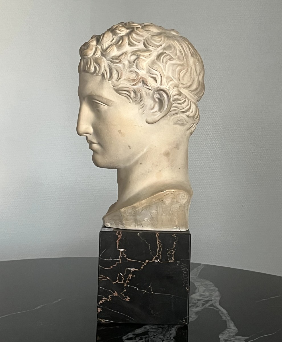 Buste en terre cuite sur socle en marbre par Guglielmo PUGI (1850-1915)-photo-2