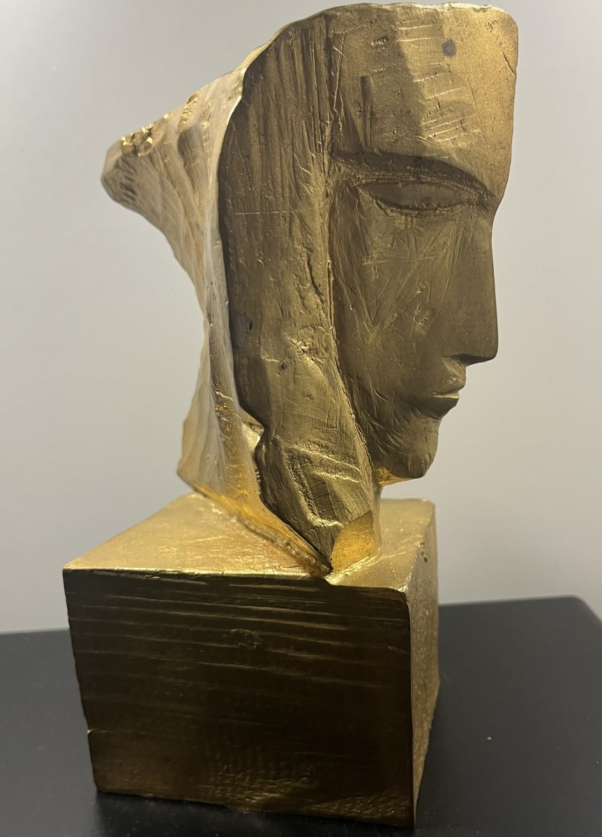 Yerassimos Sklavos (1927-1967) Bronze Sculpture "face"-photo-3