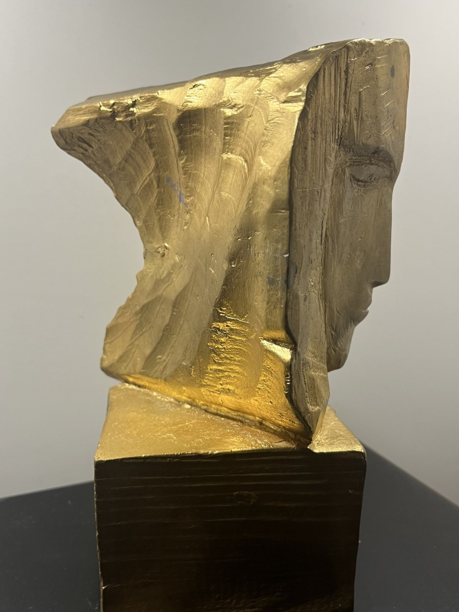 Yerassimos Sklavos (1927-1967) Bronze Sculpture "face"-photo-4