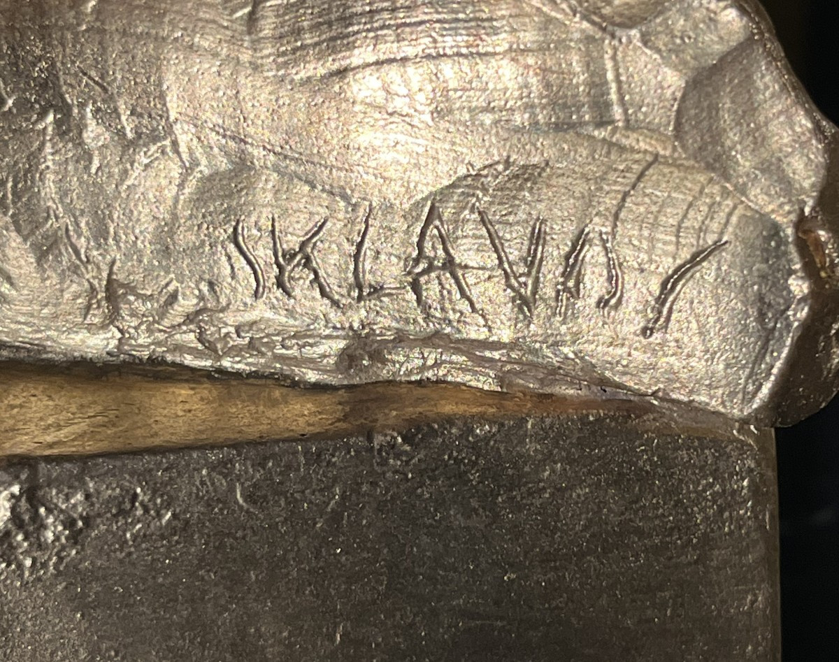 Yerassimos Sklavos (1927-1967) Bronze Sculpture "face"-photo-2