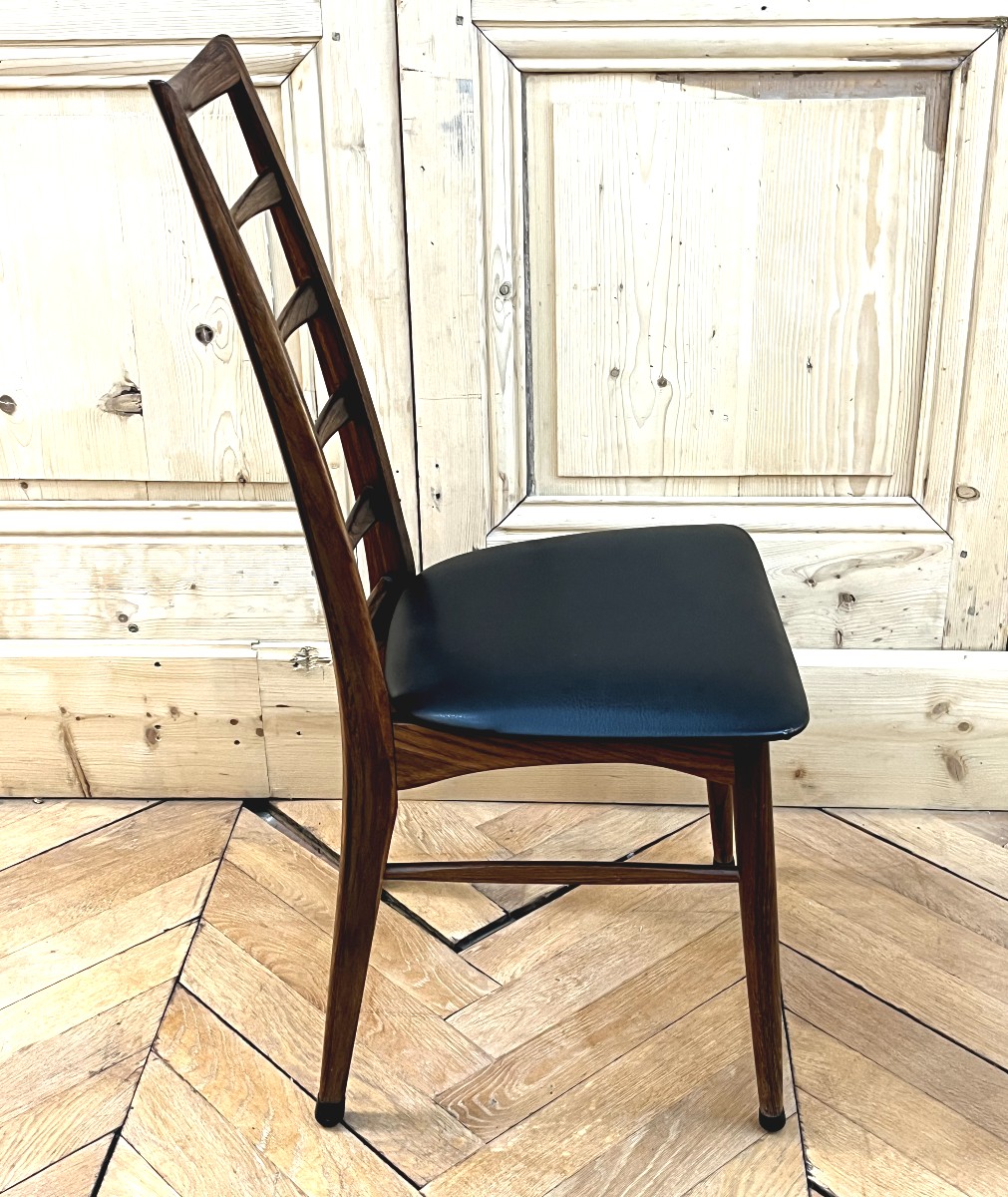 Suite de Huit chaises en Palissandre de Rio  modèle "Lis" de Niels Koefoed -photo-4