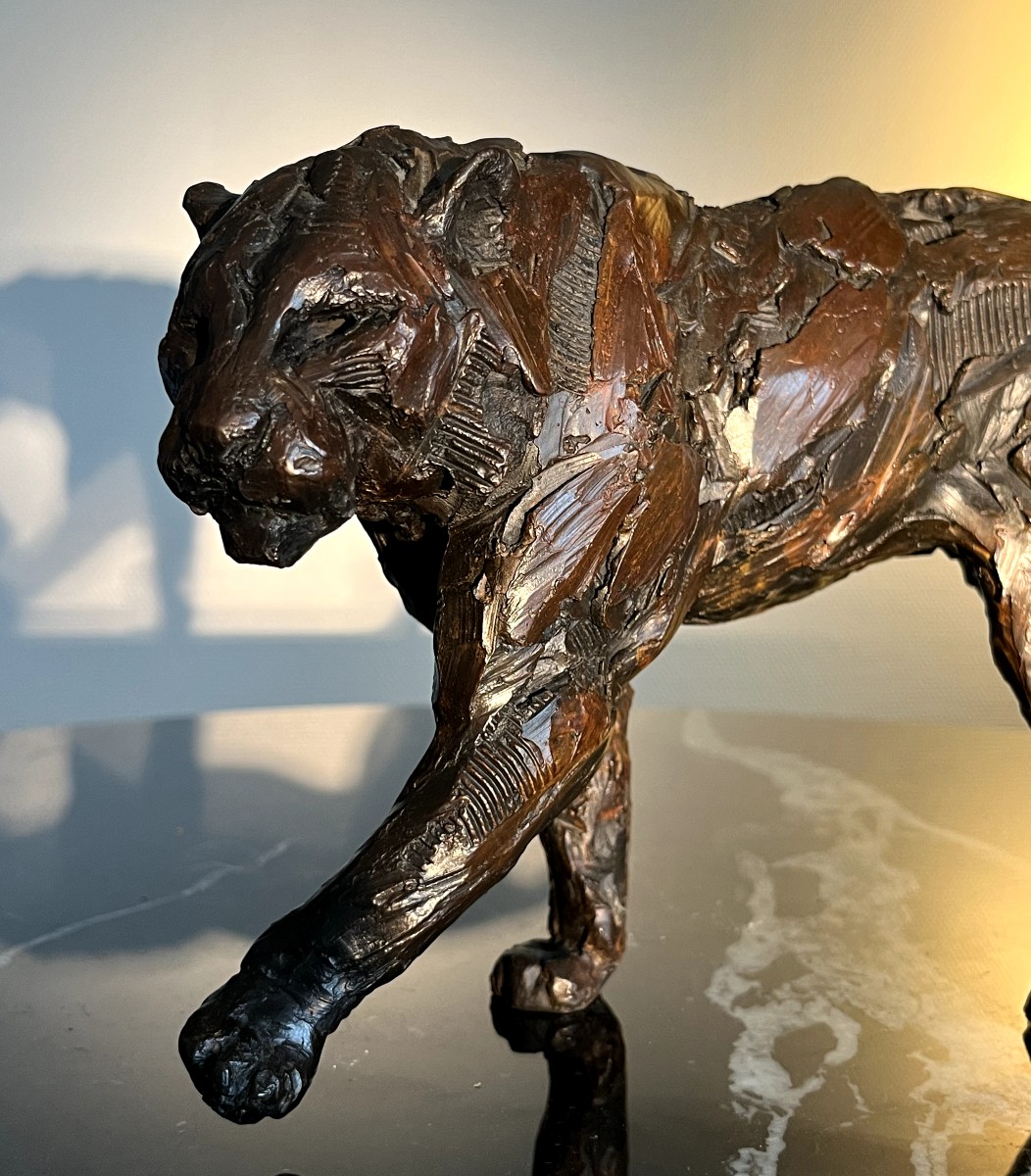Boris CAMPISTRON (1988)   Sculpteur  Félin marchant en Bronze-photo-4